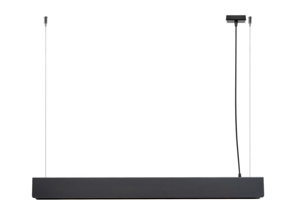 Lampa wisząca liniowa LED czarna z prostokątnym kloszem metalowym