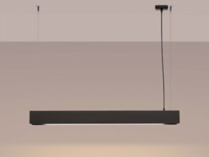 Miniaturka 3 - Lampa wisząca liniowa LED czarna ze świecącym paskiem ciepłe światło