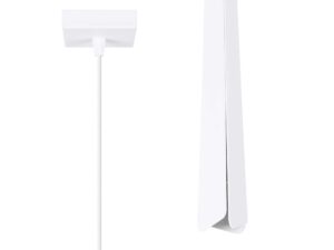 Miniaturka 1 - Biała lampa wisząca minimalistyczna z wąskim kloszem trójkątnym i podsufitką