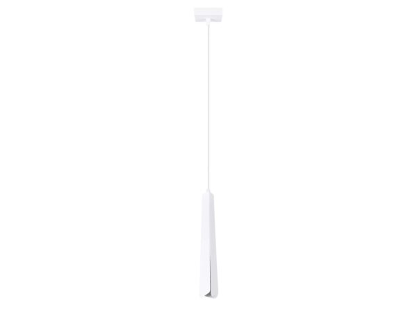 Lampa wisząca biała z wąskim kloszem trójkątnym minimalistyczna
