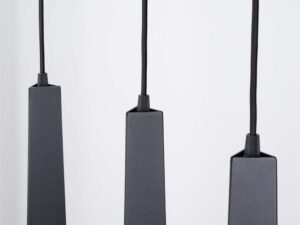 Miniaturka 4 - Detal mocowania przewodu do trzech kloszy lampy wiszącej czarnej