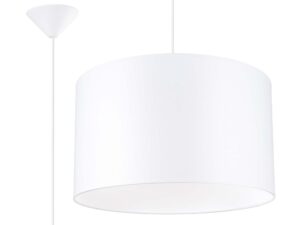 Miniaturka 1 - Lampa wisząca z białym cylindrycznym abażurem zbliżenie na białym tle