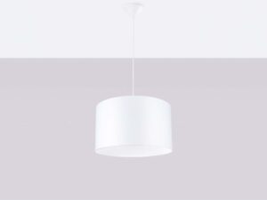 Miniaturka 2 - Biała lampa wisząca z cylindrycznym abażurem na szarym tle