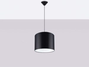 Miniaturka 2 - Czarna lampa wisząca z cylindrycznym abażurem na szarym tle