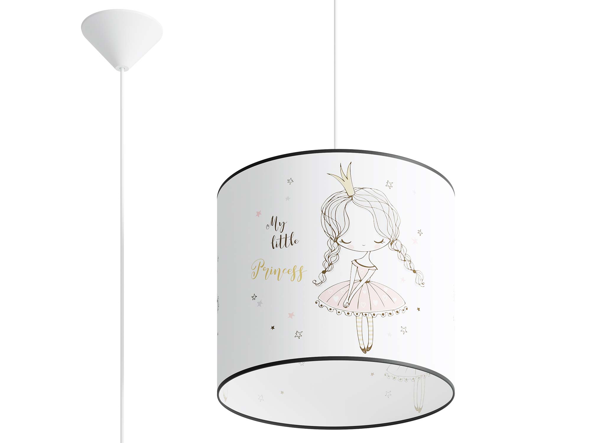 Mała lampa wisząca dziecięca biała z baletnicą 30 cm