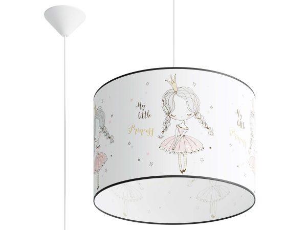 Lampa wisząca dziecięca biała z abażurem w motyw księżniczki