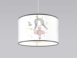 Miniaturka 1 - Biała lampa sufitowa do pokoju dziewczynki z baletnicą na abażurze