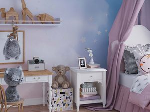 Miniaturka 6 - Lampa z motywem wróżek w urządzonym pokoju małej dziewczynki