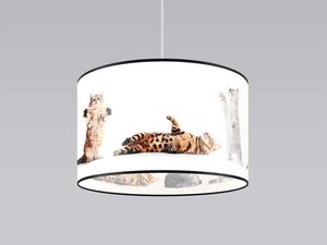 Miniaturka 2 - Lampa wisząca z białym abażurem z nadrukiem bawiących się kotów