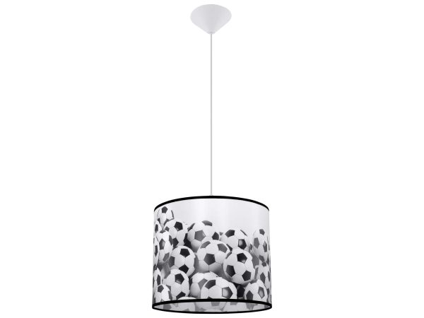 Wisząca lampa z abażurem w print piłek nożnych na białym tle