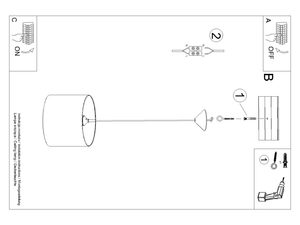 Miniaturka 4 - Schemat montażowy lampy sufitowej z instrukcją podłączenia elektrycznego