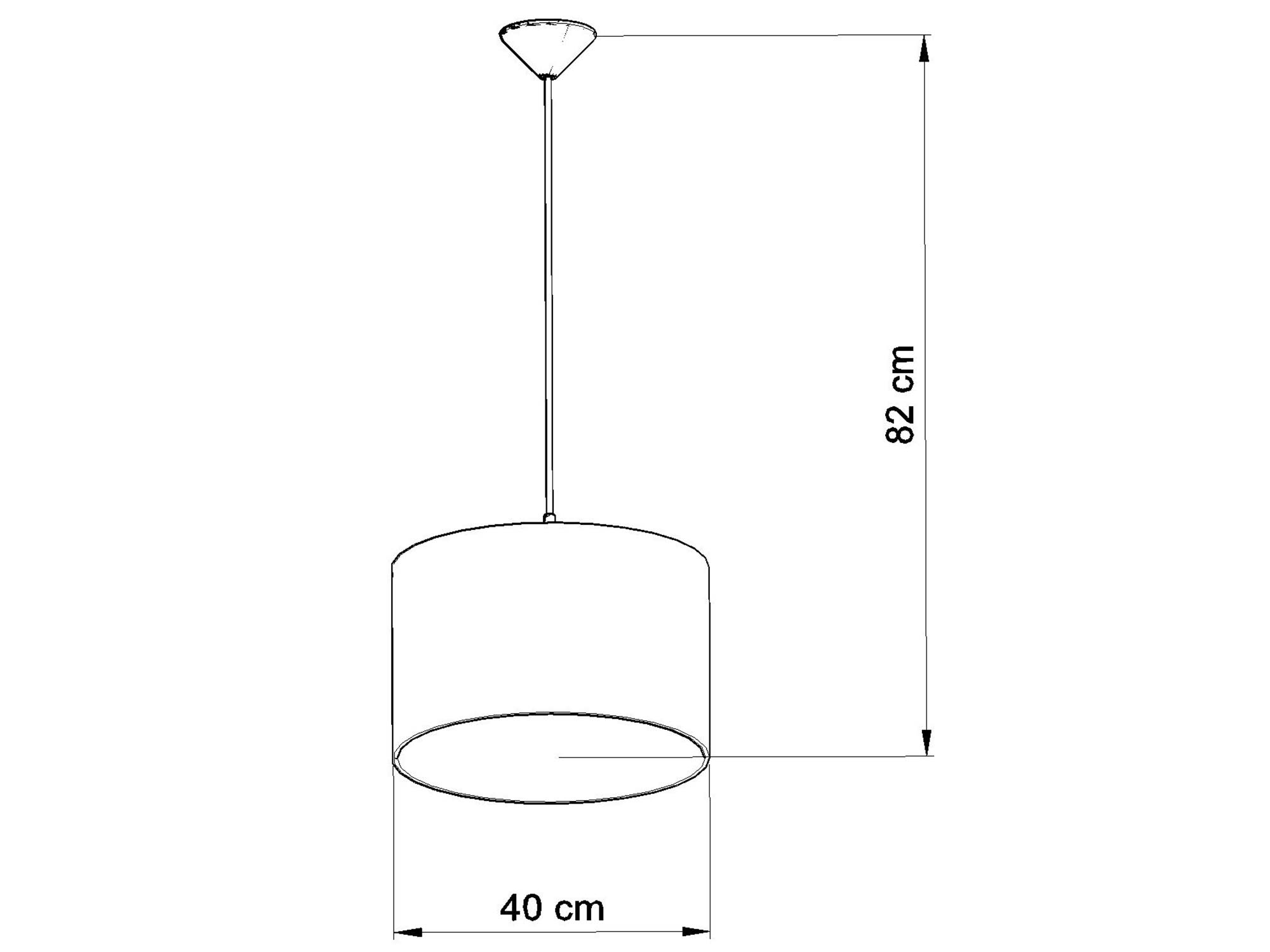 Schemat wymiarów lampy wiszącej z abażurem średnica 40 cm