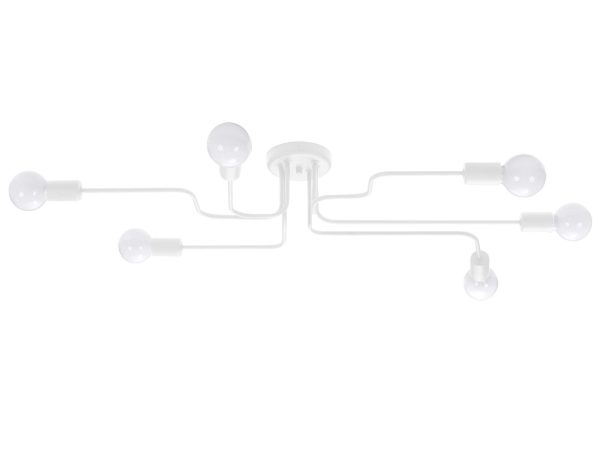 Lampa sufitowa biała siedmioramienna z metalową konstrukcją
