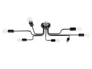 Miniatúra 12 - Stropná osemramenná lampa, čierna, so žiarovkami Edison