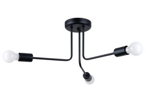 Miniatúra 7 - Trojramená čierna stropná lampa s kovou konštrukciou