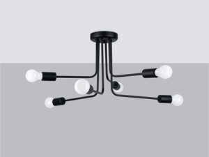 Miniaturka 1 - Metalowa lampa sufitowa czarna z giętymi ramionami loftowa