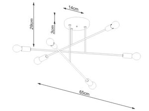 Miniaturka 4 - Rysunek techniczny lampy sufitowej z wymiarami 65 cm szerokości