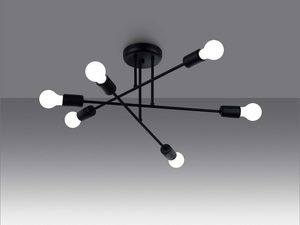 Miniaturka 2 - Lampa sufitowa czarna metalowa z sześcioma ramionami w stylu loft