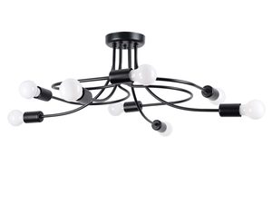 Miniatúra 6 - Stropná čierna lampa so špirálovými ramenami a ôsmimi žiarovkami