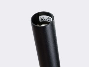 Miniaturka 5 - Górna część stożkowego klosza lampy czarnej z oznaczeniem G9 LED MAX 8W detal