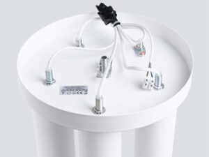 Miniaturka 4 - Biały plafon czteropunktowy z widocznym gniazdem żarówki GU10 LED