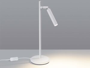 Miniaturka 2 - Lampa biurkowa LED biała z włączonym światłem na szarym tle
