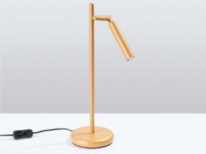 Miniaturka 1 - Złota lampa biurkowa metalowa z regulowanym kloszem tubowym