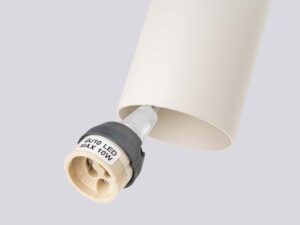 Miniaturka 7 - Oprawka GU10 kremowej lampy wiszącej z ceramicznym gniazdem