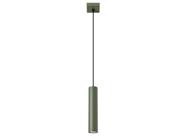 Oliwkowa lampa wisząca metalowa z kwadratową rozetą sufitową
