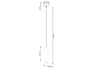 Miniaturka 8 - Rysunek techniczny lampy wiszącej z wymiarami montażowymi