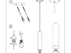 Miniaturka 9 - Instrukcja montażu lampy wiszącej z schematem podłączenia