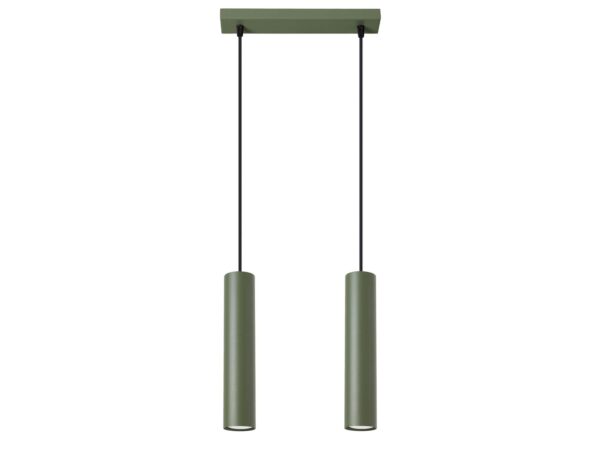 Podwójna lampa sufitowa w kolorze khaki z czarnymi przewodami