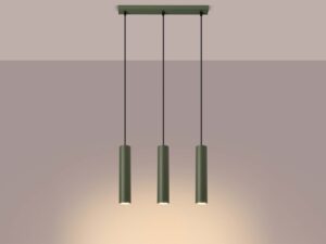Miniaturka 3 - Lampa wisząca oliwkowa świecąca ciepłym światłem w aranżacji wnętrza