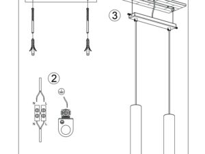 Miniaturka 8 - Instrukcja montażu lampy wiszącej ceglastej dwupunktowej z cylindrycznymi kloszami