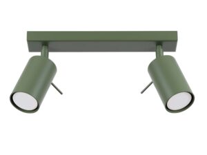 Miniatúra 12 - Dvojednotková olivová stropná lampa s valcovými reflektormi na bielom pozadí