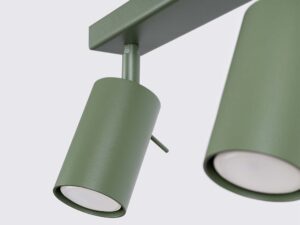 Miniaturka 6 - Detal dwóch oliwkowych reflektorów cylindrycznych plafonu sufitowego zbliżenie