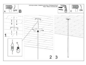 Miniaturka 7 - Instrukcja montażu lampy wiszącej jednopunktowej kremowej z długim kloszem