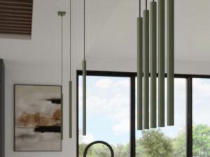 Miniaturka 9 - Tubowe lampy wiszące oliwkowe zbliżenie na klosze