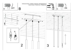 Miniaturka 6 - Instrukcja montażu lampy wiszącej trójpunktowej z cylindrycznymi tubami