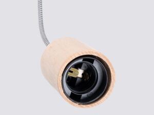 Miniaturka 5 - Gniazdo E27 wewnątrz drewnianej oprawki kinkieta zbliżenie