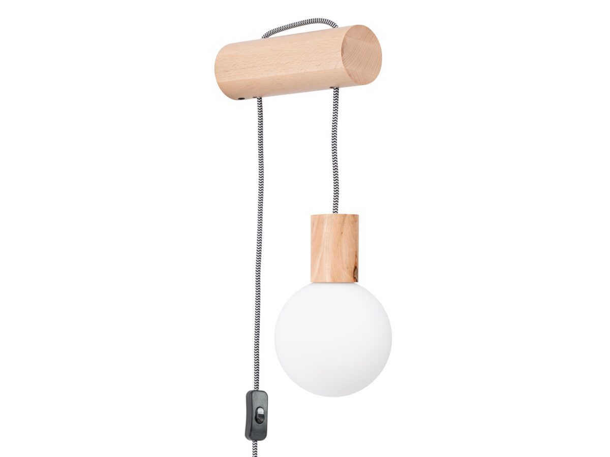 Wandleuchte Holz Glas schwarz mit Schalter NIMBO G9