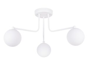Miniatúra 9 - Biela trojramenná stropná lampa s guľami na sivom pozadí