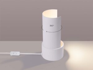 Miniaturka 3 - Biała lampka nocna z obrotowym kloszem ze świecącą żarówką