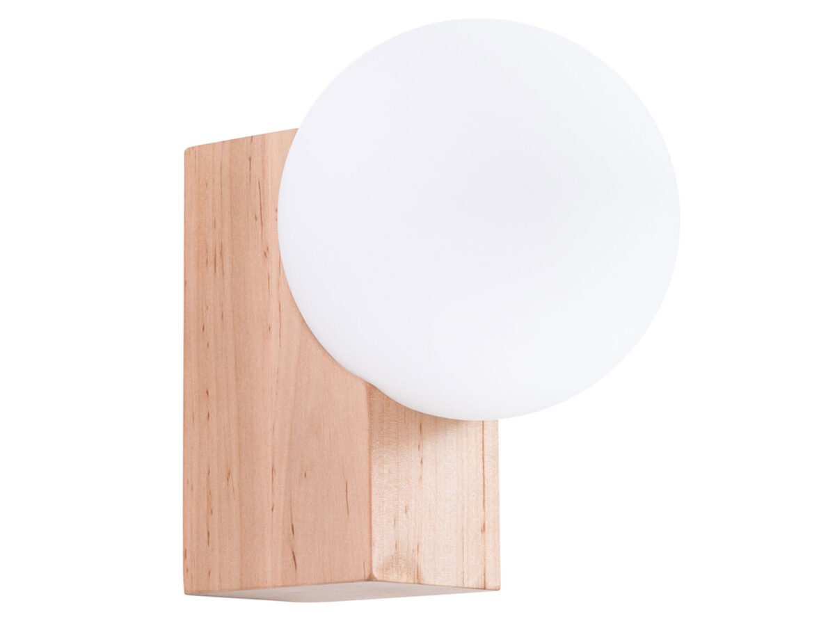 Wandleuchte Holz mit Milchglas BOLDO