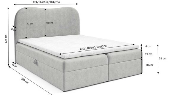 Miniaturka 11 - Nowoczesne łóżko z pojemnikiem Neo lux