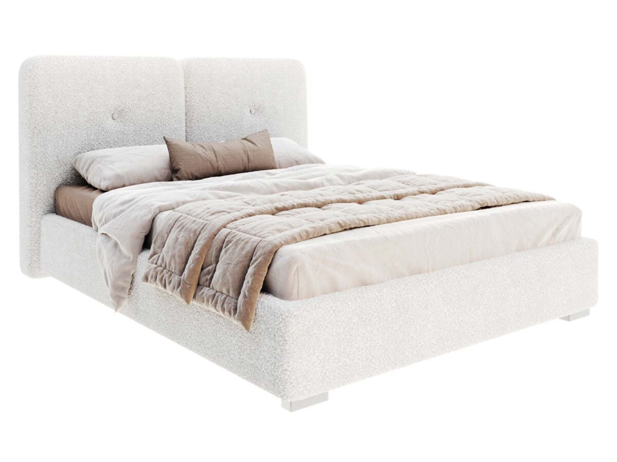 Funktionales Polsterbett aus Bouclé mit Bettkasten Annika 90-180×200 cm