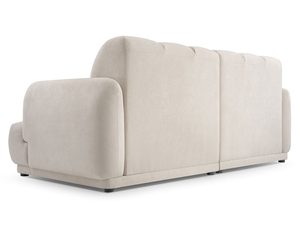 Miniaturka 2 - Tapicerowana sofa kremowa z widoczną konstrukcją tylnego oparcia