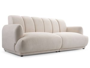 Miniaturka 1 - Sofa z szezlongiem w kolorze kremowym z muszelkowym zagłówkiem