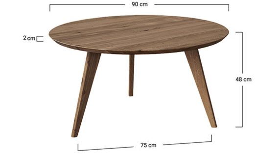 Miniaturka 1 - Klasyczny nowoczesny dębowy stolik 90 cm Basic