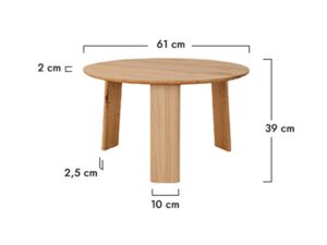 Miniatura 11 - Schéma rozměrů konferenčního stolku kulatého dubového 61x39cm